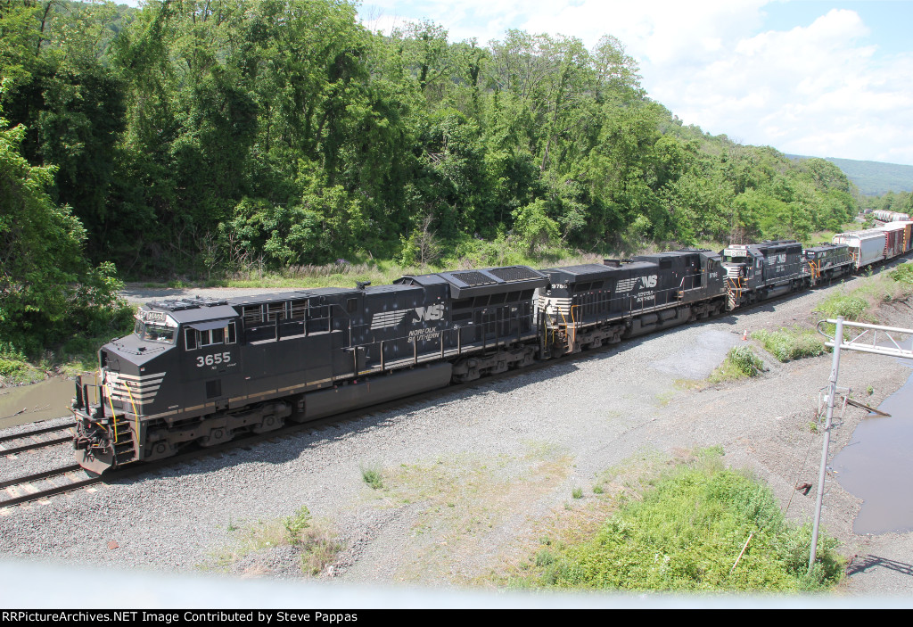 NS 3655 leading a train into Enola